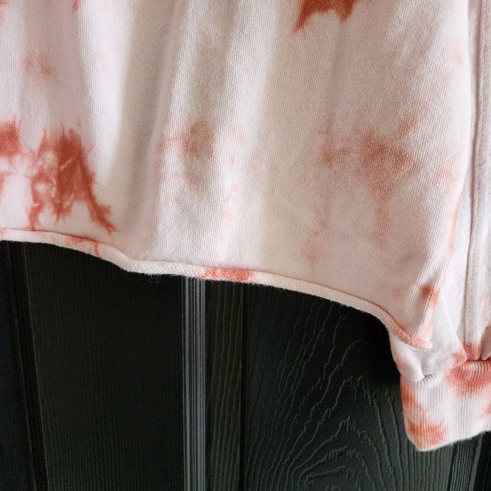 ELAN Cropped Tie Dye Pullover Sweatshirt Orange Cream Raw Hem Medium - Picture 4 of 15